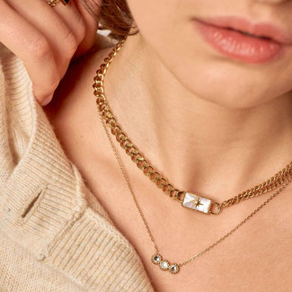 Bohm Paris Goud schakelketting met schelp of crystal steentjes