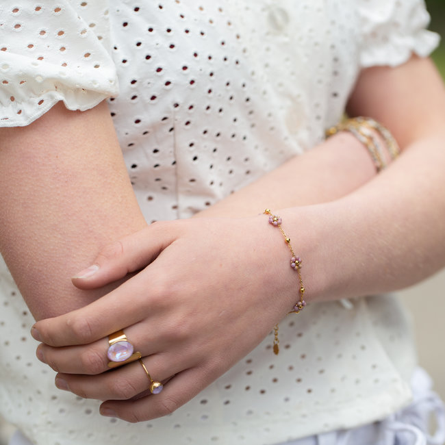 Beadle Bloemen lila armband