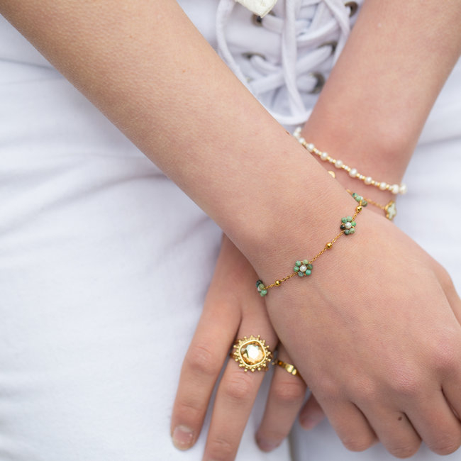 Bloemen armband groen