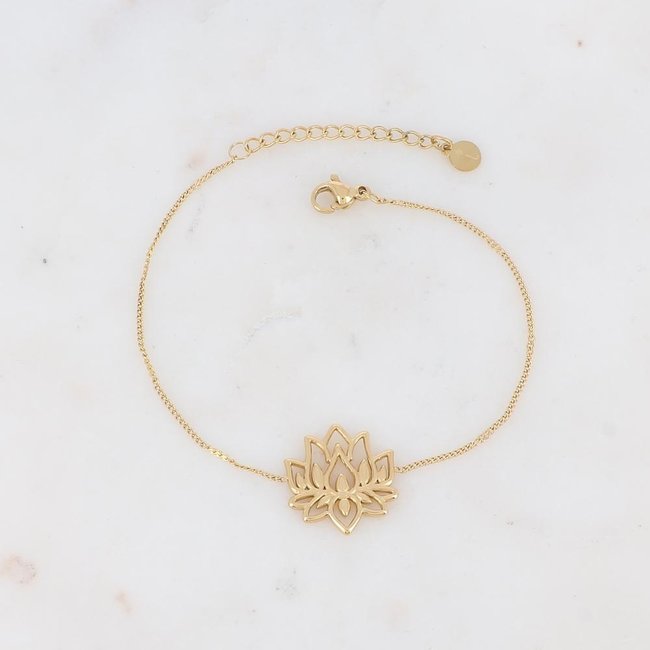 Ikita  Vrolijke rood roze armband en lotusbloem