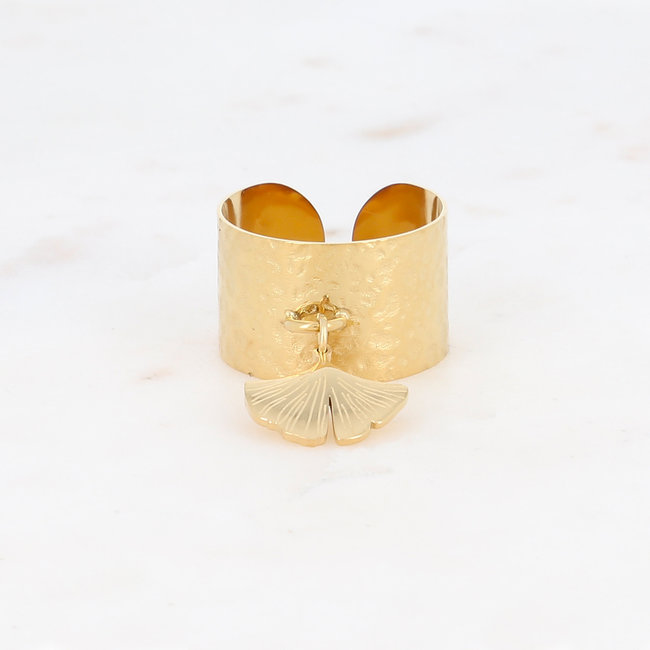 Ring met ginko bloem