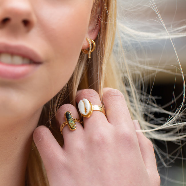 Beadle Ovaal langwerpige afrikaanse turquoise ring