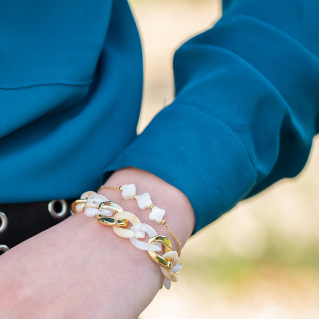 Beadle Witte klaver armband