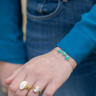 Beadle Goud armband met turquoise klavers