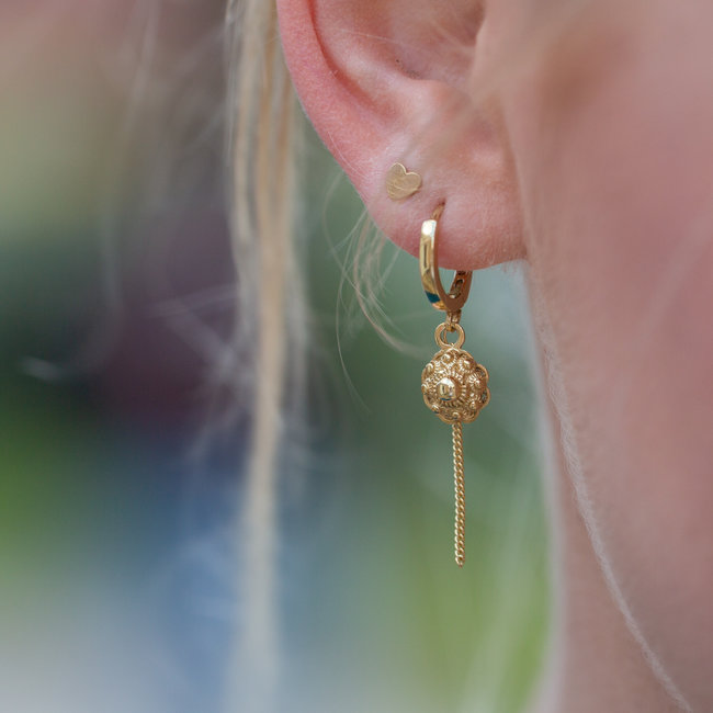 Zilver925 Zeeuwse knop oorbellen met ketting goud