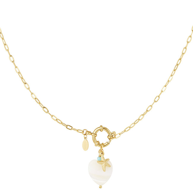 Goud hart ketting met zeester