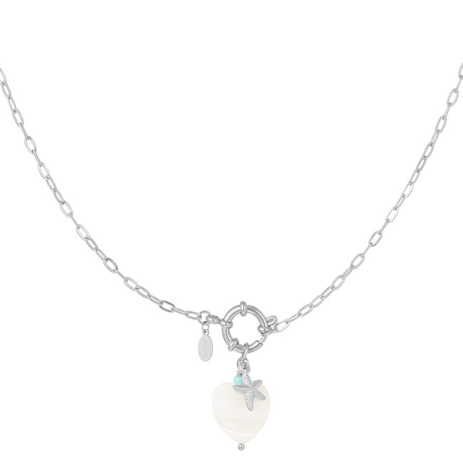 Beadle Schakelketting met schelp hart zilverkleurig