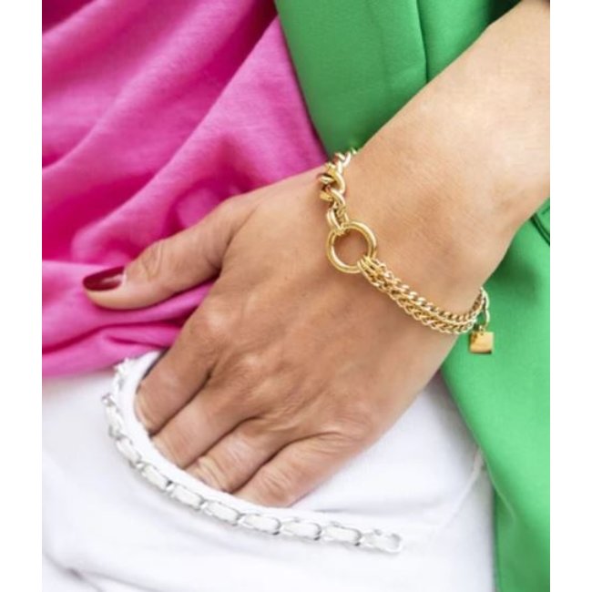Dubbele schakelarmband goudkleurig