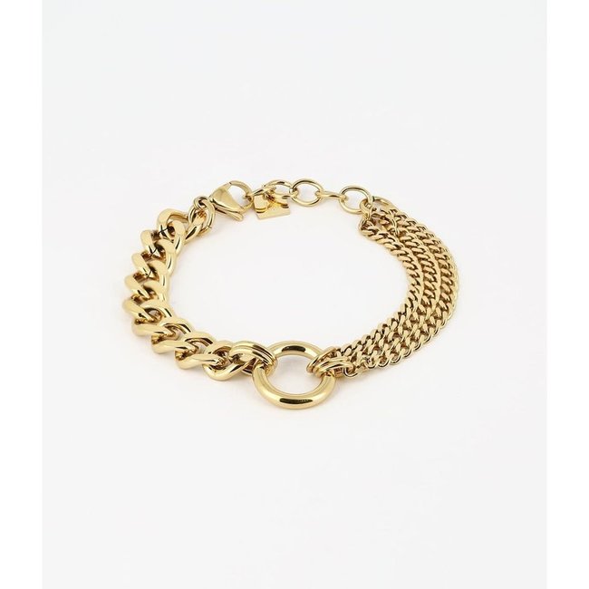 Dubbele schakelarmband goudkleurig