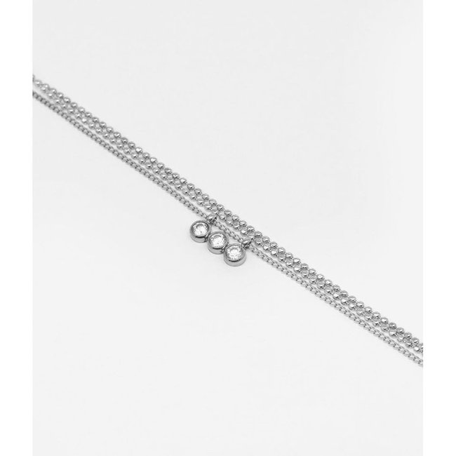 ZAG  Bijoux Dubbele armband zilver met steentjes
