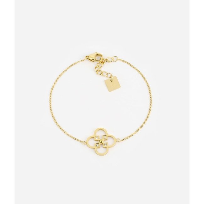 ZAG  Bijoux Grote klaver armband goudkleurig zirkonia