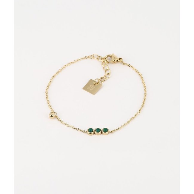 ZAG  Bijoux Goud  armband met zirkonia kruisje of groene steentjes