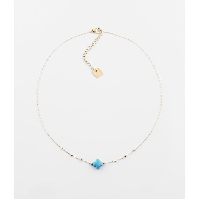 ZAG  Bijoux Ketting met oogje of turquoise klaver goud