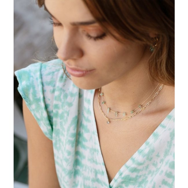 ZAG  Bijoux Schakelketting goud met zirkonia steentje