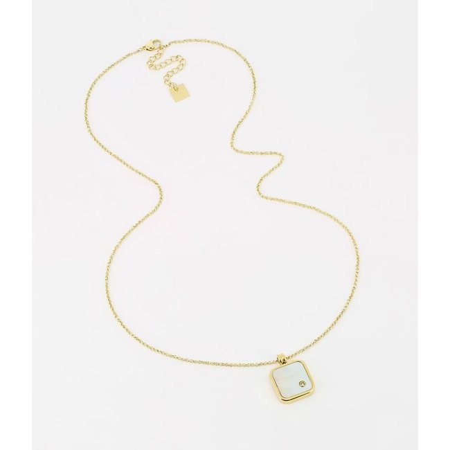 ZAG  Bijoux Goudkleurige ketting met witte parelmoer schelp hanger