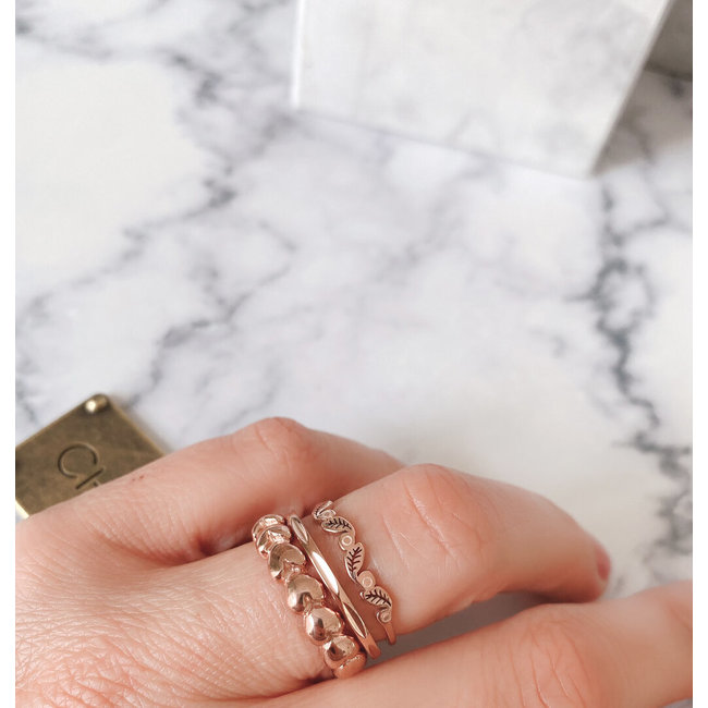 Rosegoud ringen hart blaadjes of smal