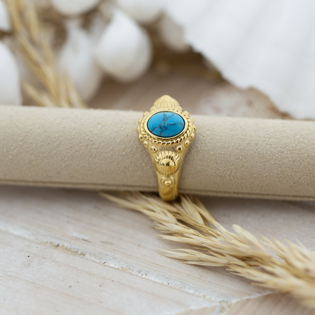 Blauwe cleopatra ring staal