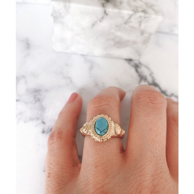 Blauwe cleopatra ring staal