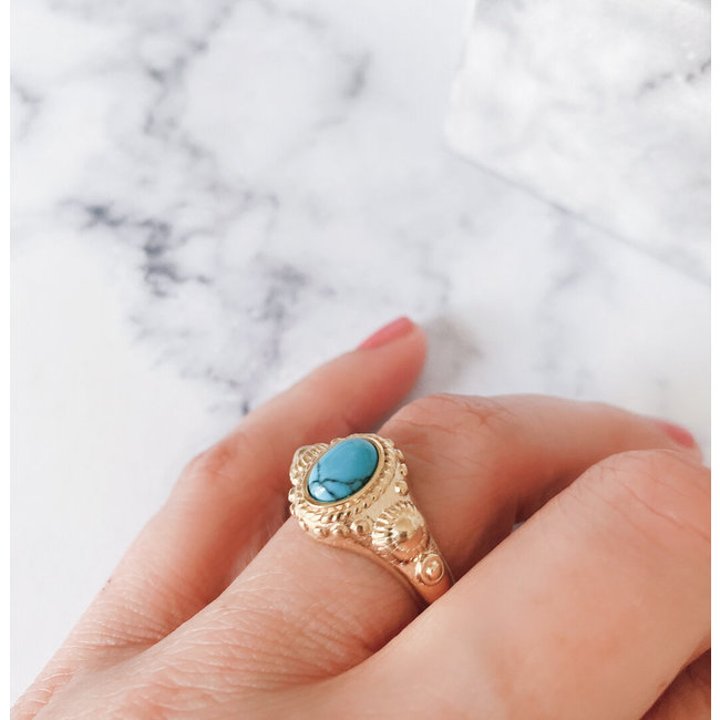 Charmins Blauwe cleopatra ring staal