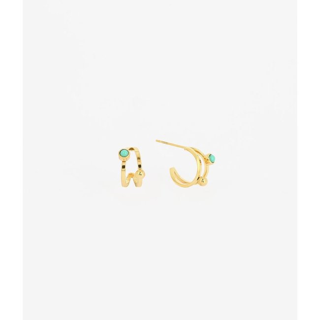 ZAG  Bijoux Trendy oorbellen turquoise of muntje goud