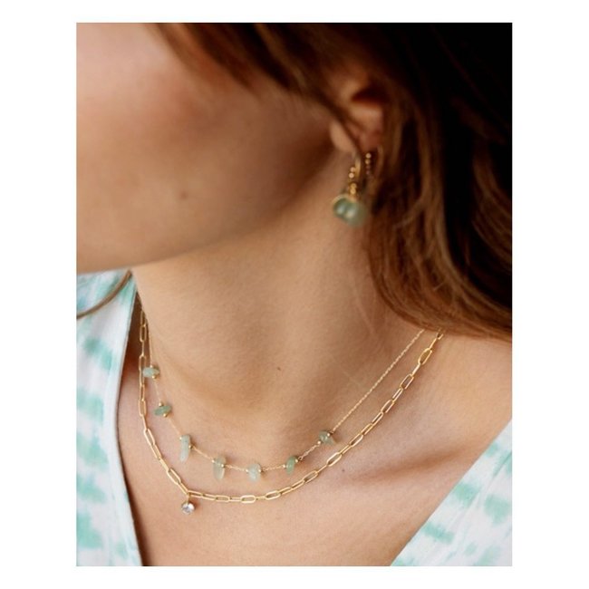 Schakelketting goud met zirkonia steentje