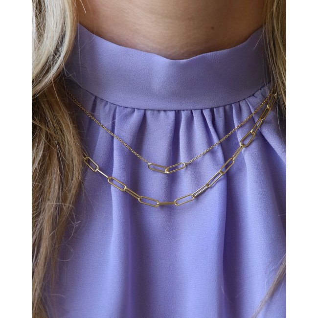 KARMA Goudkleurige ketting met schakels of ovaal ringen