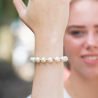 Biba Dikke witte parel armband