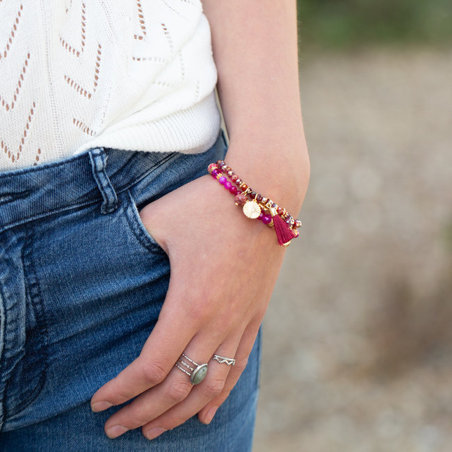 Biba Roze rode armbandjes set