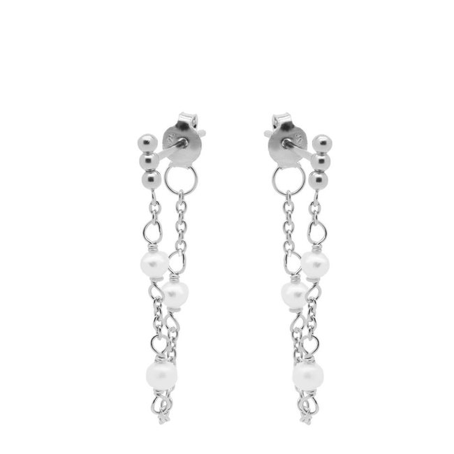 KARMA Echt Zilverbolletjes oorbellen met parels