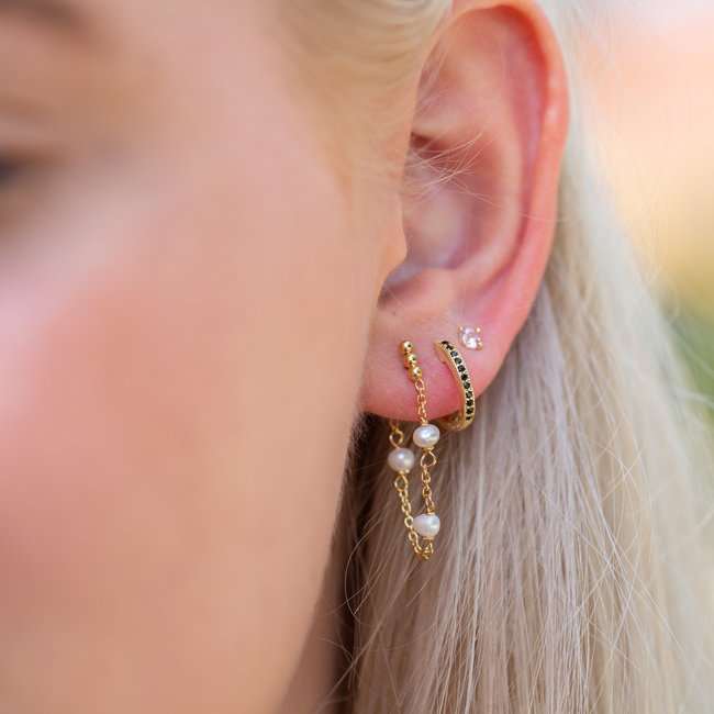 KARMA Bolletjes oorbellen met parels goud