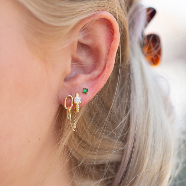 KARMA Schakel en zirconia oorbellen groen