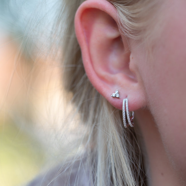 Plain Zirconia Hinged Hoops Double Row