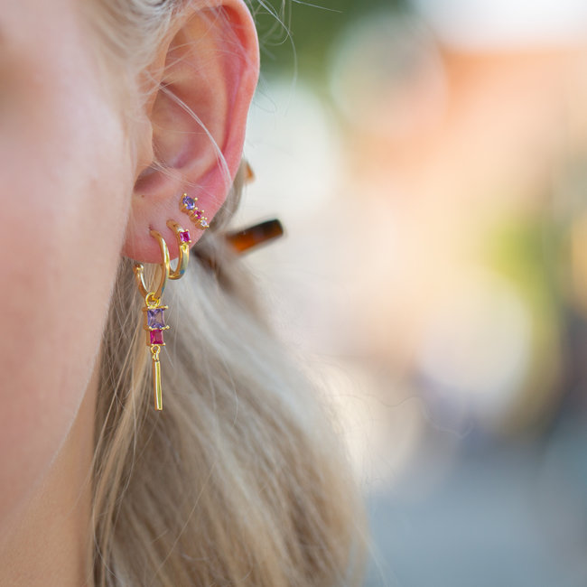 Roze paarse goldplated oorbellen