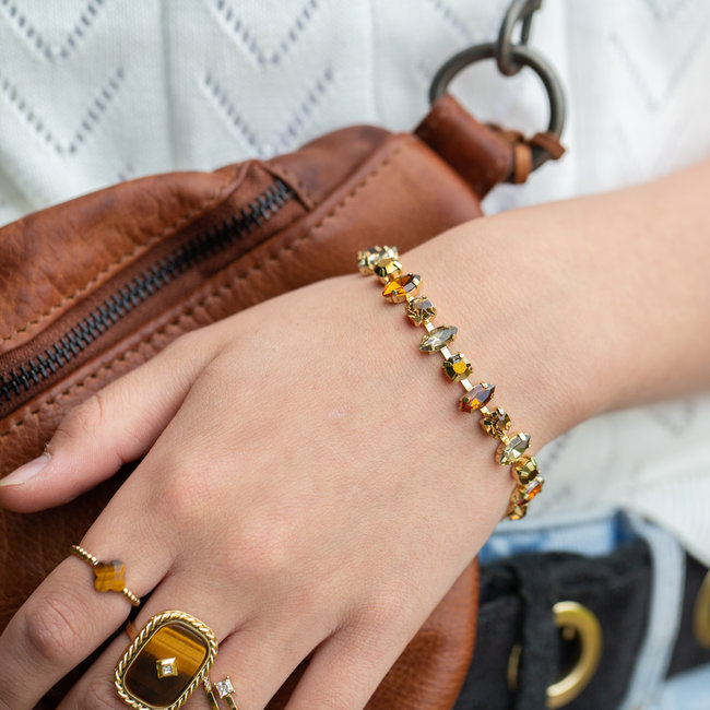 Sparkling crystal armbandje in bruin tintjes
