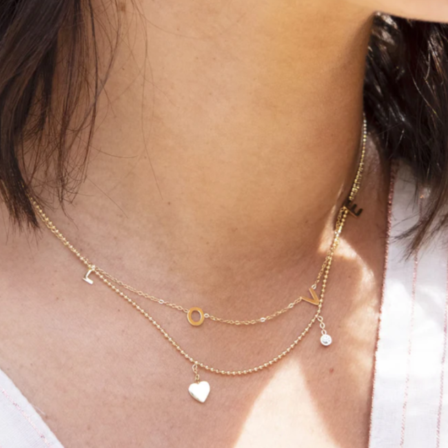 ZAG  Bijoux Dibbele love ketting goudkleurig