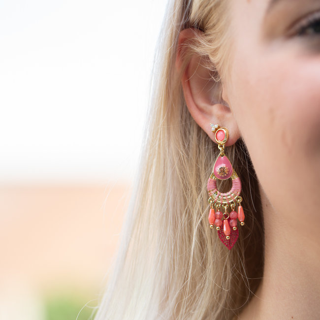 Boho oorbellen roze
