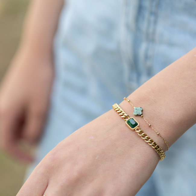 ZAG  Bijoux Armband klaver turquoise goud