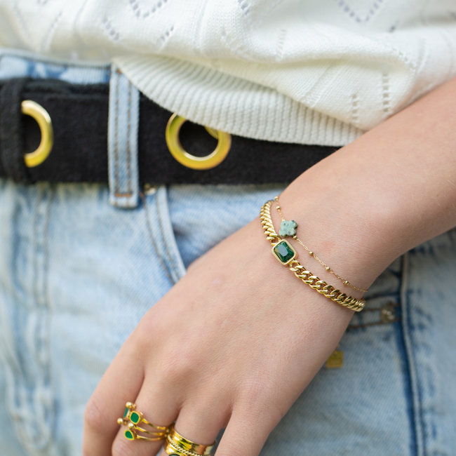 ZAG  Bijoux Armband klaver turquoise goud