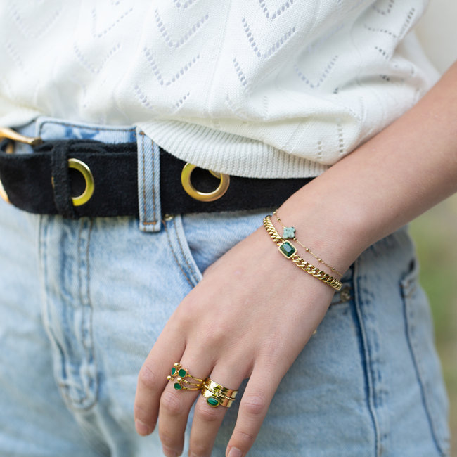 ZAG  Bijoux Armband klaver turquoise goud