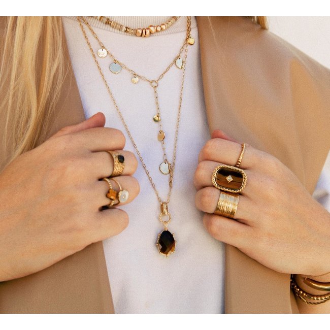Ketting met boho bedel goud bruin