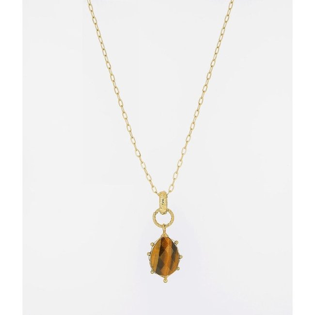 Ketting met boho bedel goud bruin