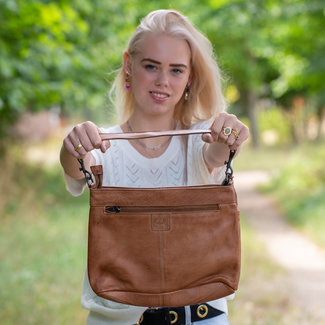 Bear Design Mooie middelmaat leren cognac tas