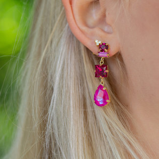 Biba Roze crystal oorbellen