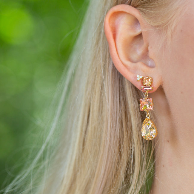 Biba Oudroze crystal shiny druppel oorbellen