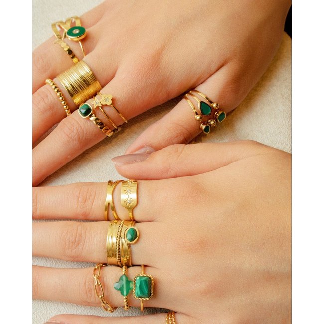 ZAG  Bijoux Green nature ringen malachite goudkleurig
