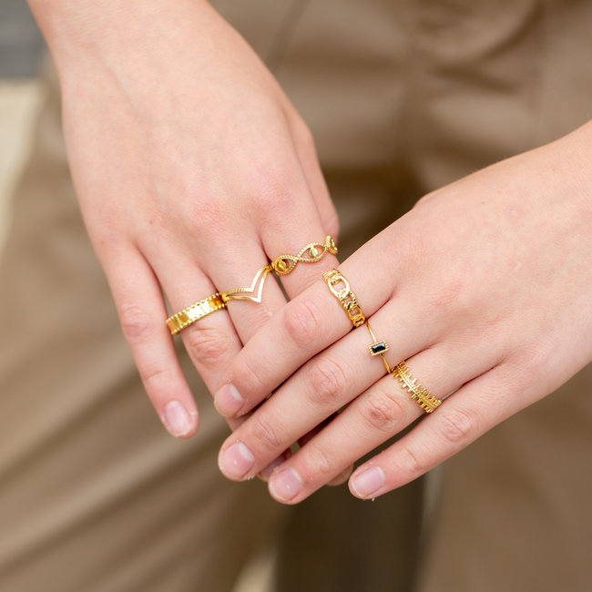 Biba Stainless steel ringen mix & match zwart