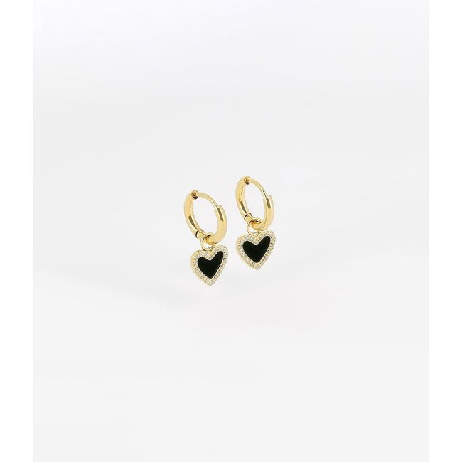 ZAG  Bijoux Creolen met hartje zwart of goud