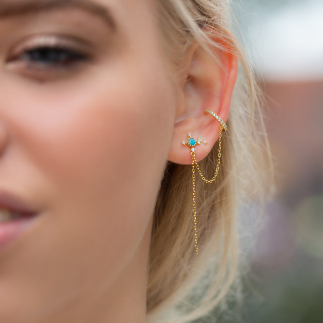 Beadle Goldplated oorbellen met earcuff