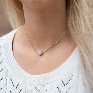 Day & Eve by Go Dutch Label Schakelketting met lichtroze klaver