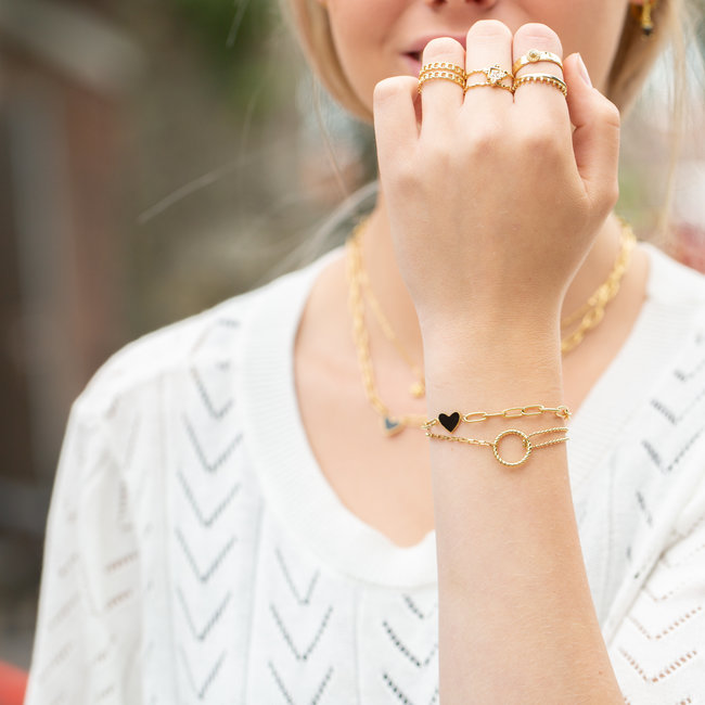Day & Eve  Schakelarmband hartje of cirkel goud